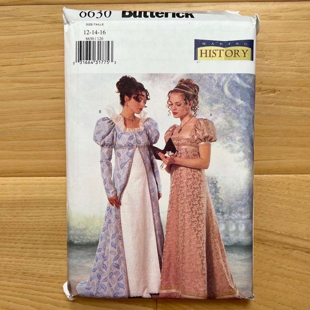 Butterick 6630, sewing pattern, sizes 12-16